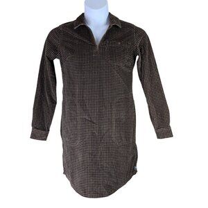 Toad & Co Size XS Dress Brown Black Houndstooth Corduroy Long Sleeve Pockets NEW